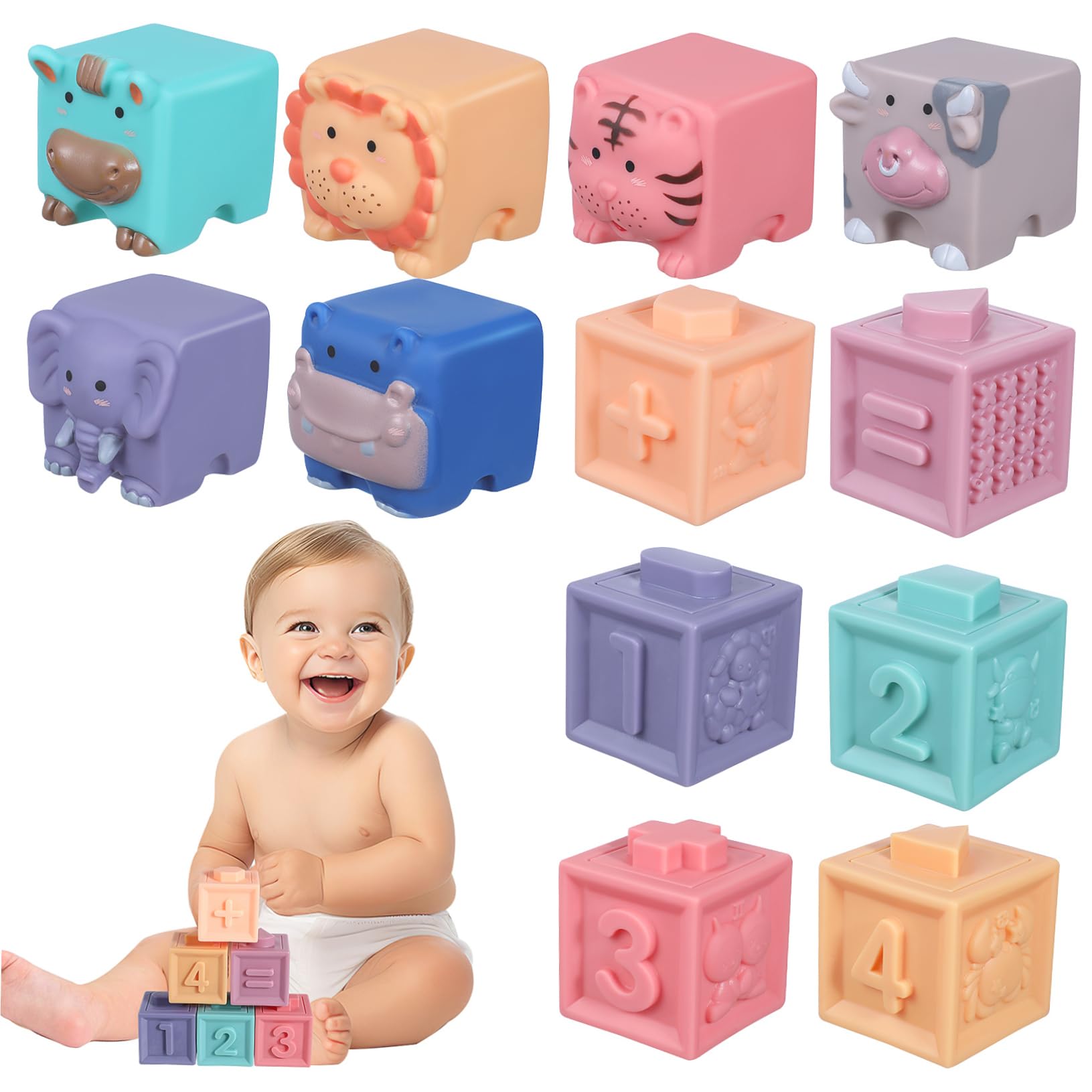 Amazon | FELTECHELECTR ソフトベビーブロック 12個入り 赤ちゃん用